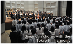 Singing in chorus with the Tokyo Philharmonic.