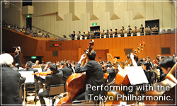 Performing with the Tokyo Philharmonic.